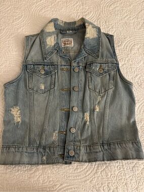Distressed Light Washington Denim Vest